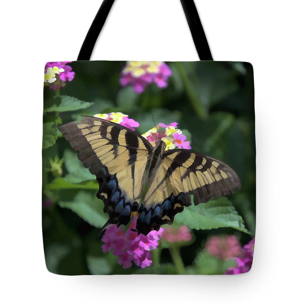 Nature Tote Bag featuring the digital art Remarkable Swallowtail by Amy Dundon