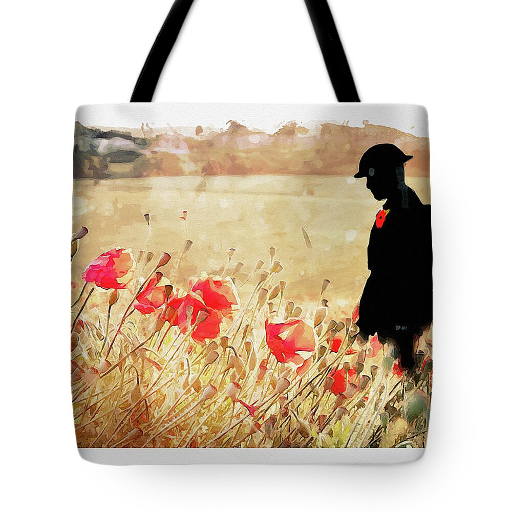 Soldier Poppies Tote Bag featuring the digital art Remember Them by Airpower Art