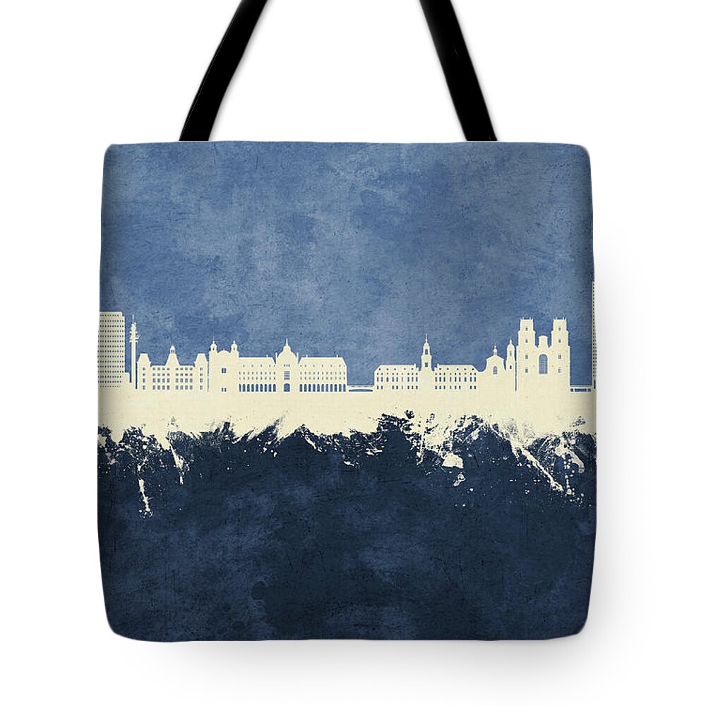 Rennes Tote Bag featuring the digital art Rennes France Skyline #47 by Michael Tompsett