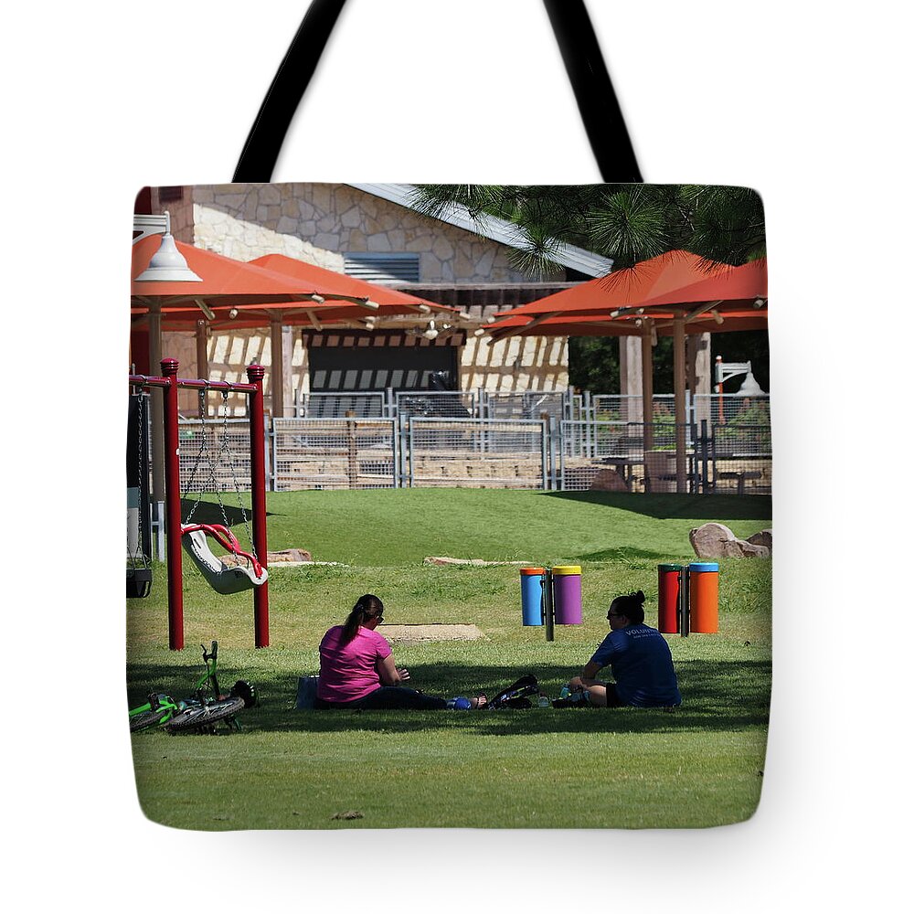 Red Tote Bag featuring the photograph Rest Break by C Winslow Shafer