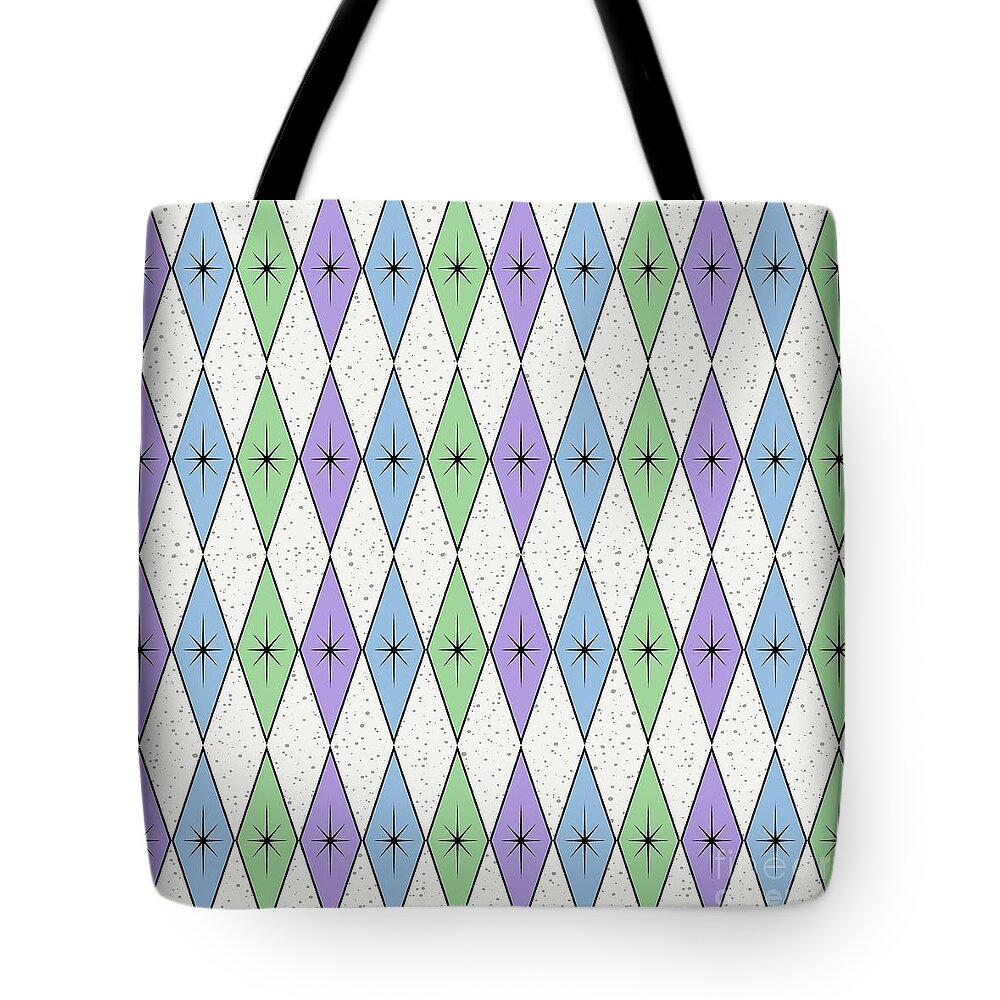 Mid Century Fabric Tote Bag featuring the digital art Retro Diamond Star Fabric 3 by Donna Mibus