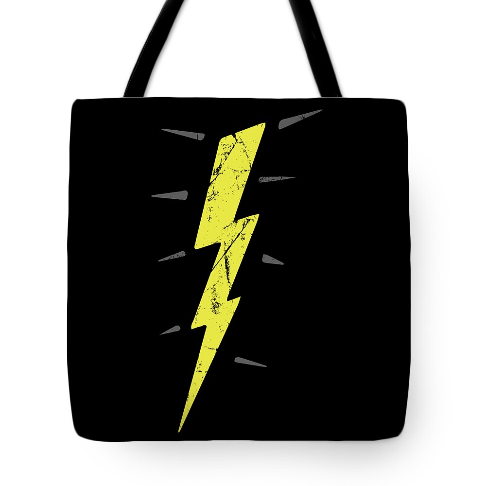 Funny Tote Bag featuring the digital art Retro Lightening Bolt by Flippin Sweet Gear