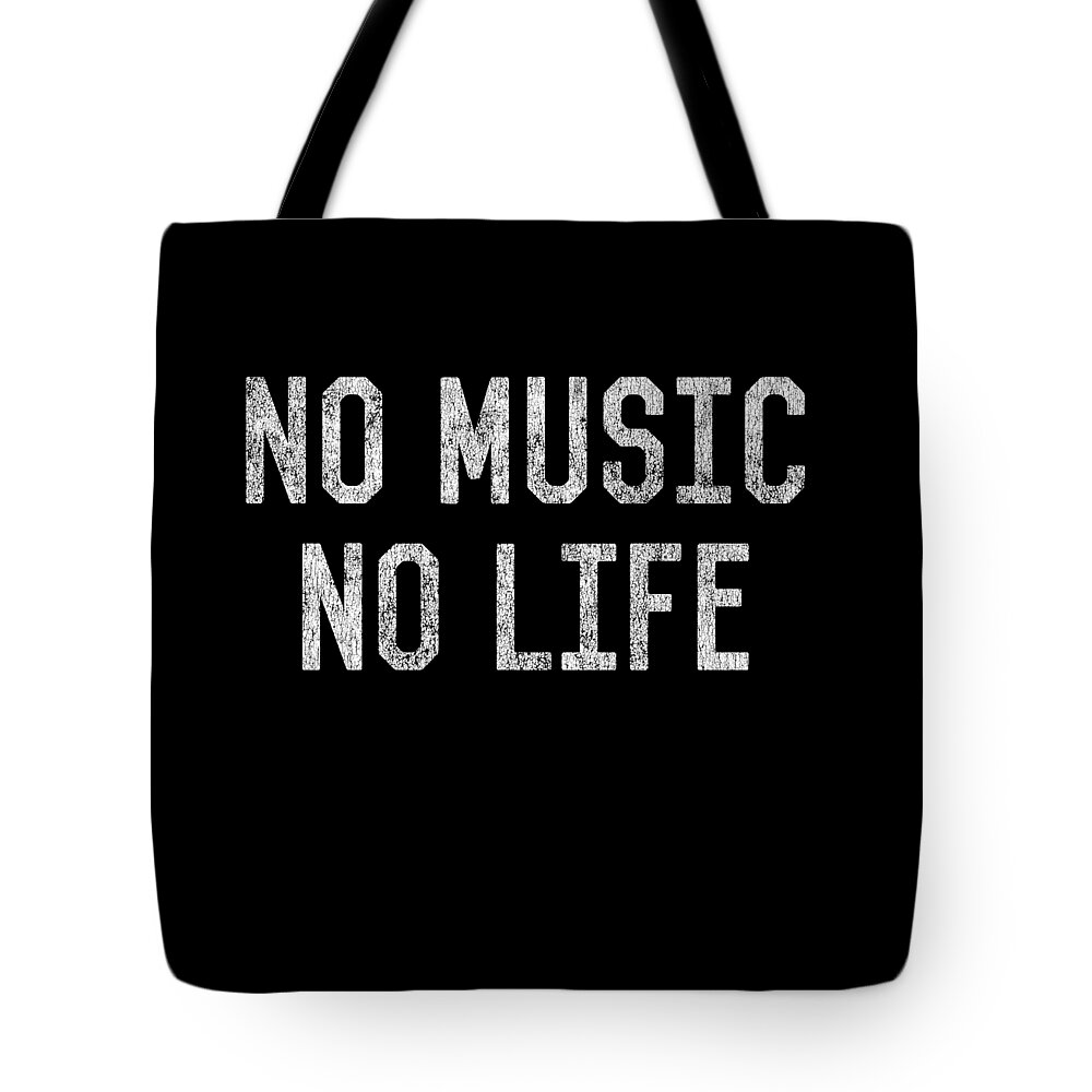Funny Tote Bag featuring the digital art Retro No Music No Life by Flippin Sweet Gear