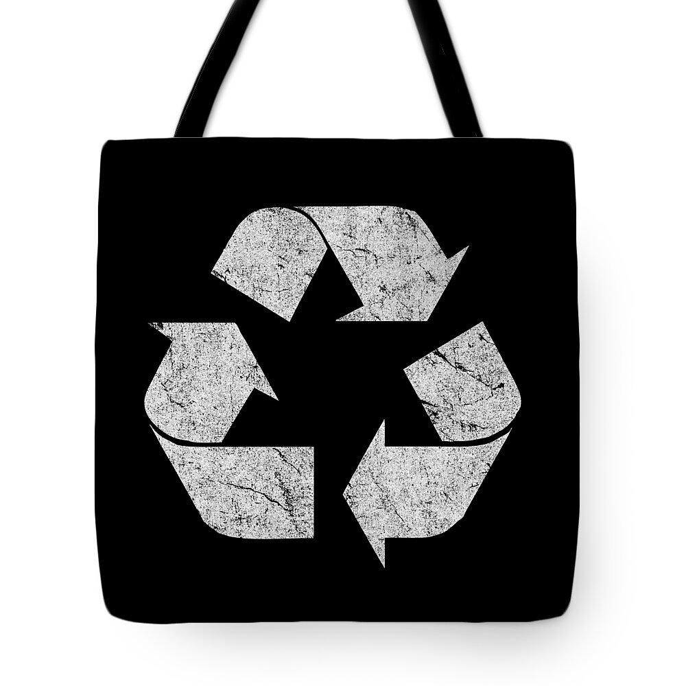 Funny Tote Bag featuring the digital art Retro Recycle Logo by Flippin Sweet Gear