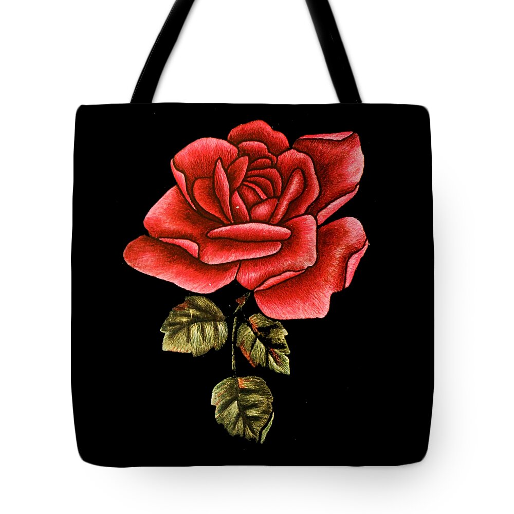 Funny Tote Bag featuring the digital art Retro Rose by Flippin Sweet Gear