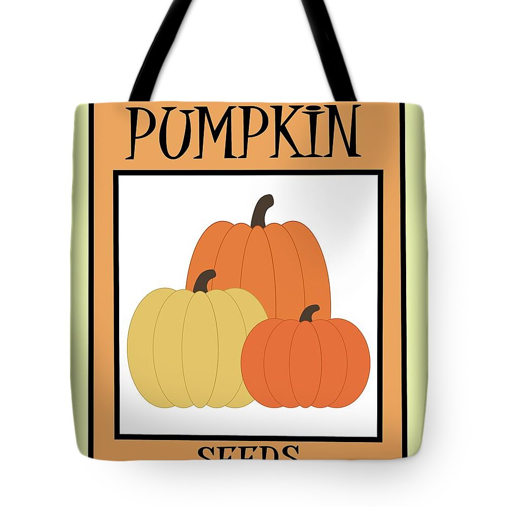 Retro Tote Bag featuring the digital art Retro Seed Packet Pumpkin by Donna Mibus