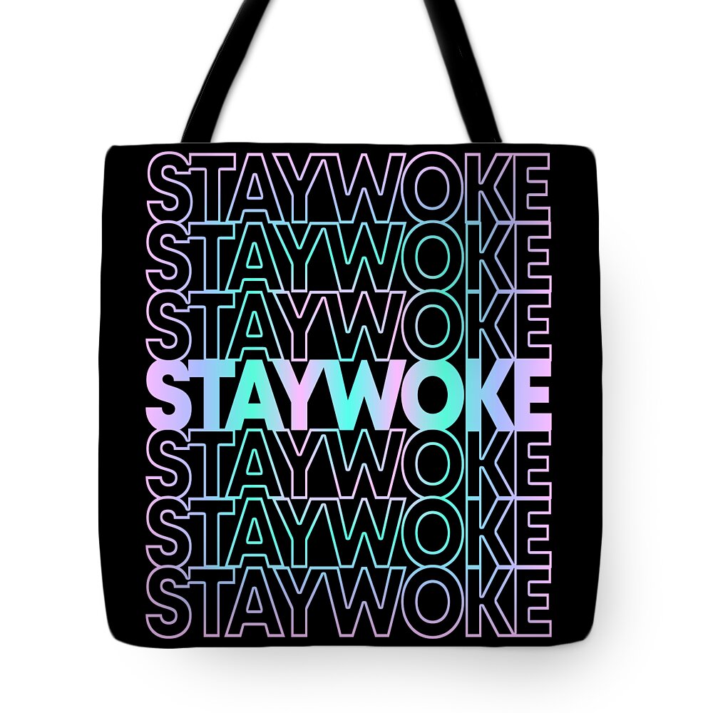 Progressive Tote Bag featuring the digital art Retro Stay Woke by Flippin Sweet Gear