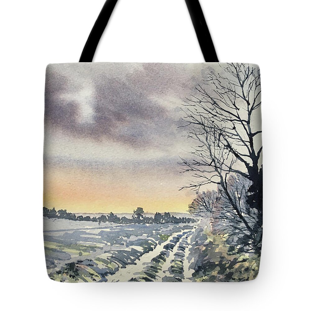 Watercolour Tote Bag featuring the painting Return to Rudston from Zig Zag Wood by Glenn Marshall