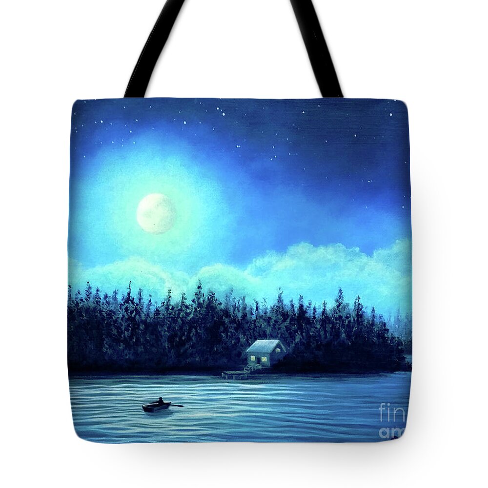 Returning Tote Bag featuring the painting Returning by Moonlight by Sarah Irland