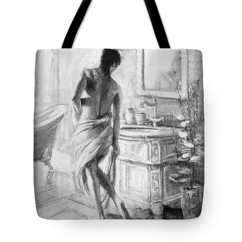 Bath Tote Bag featuring the painting Reverie by Steve Henderson