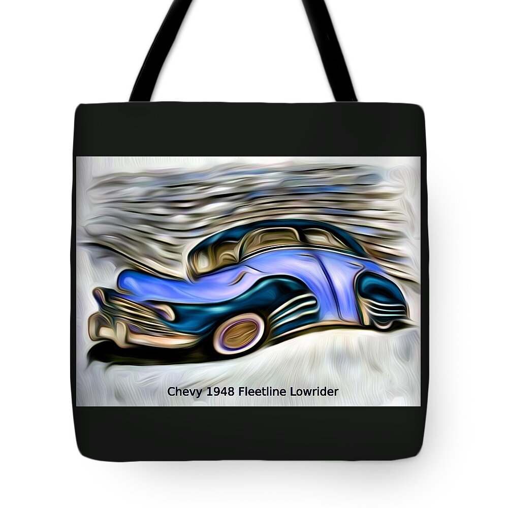 Chevy Tote Bag featuring the digital art Revved Up and Rarin' To Go... Blue by Ronald Mills