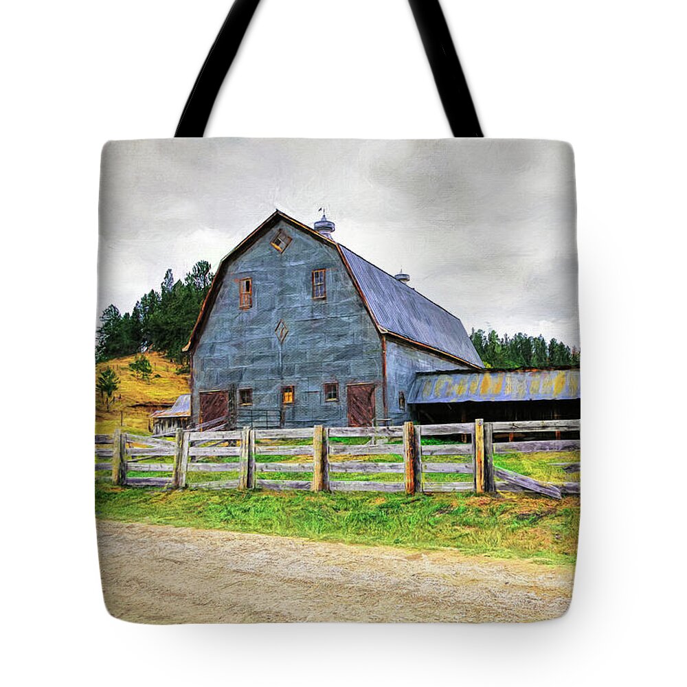 Reynolds Prairie Ranch Tote Bag featuring the digital art Reynolds Prairie Ranch, South Dakota by Rebecca Langen