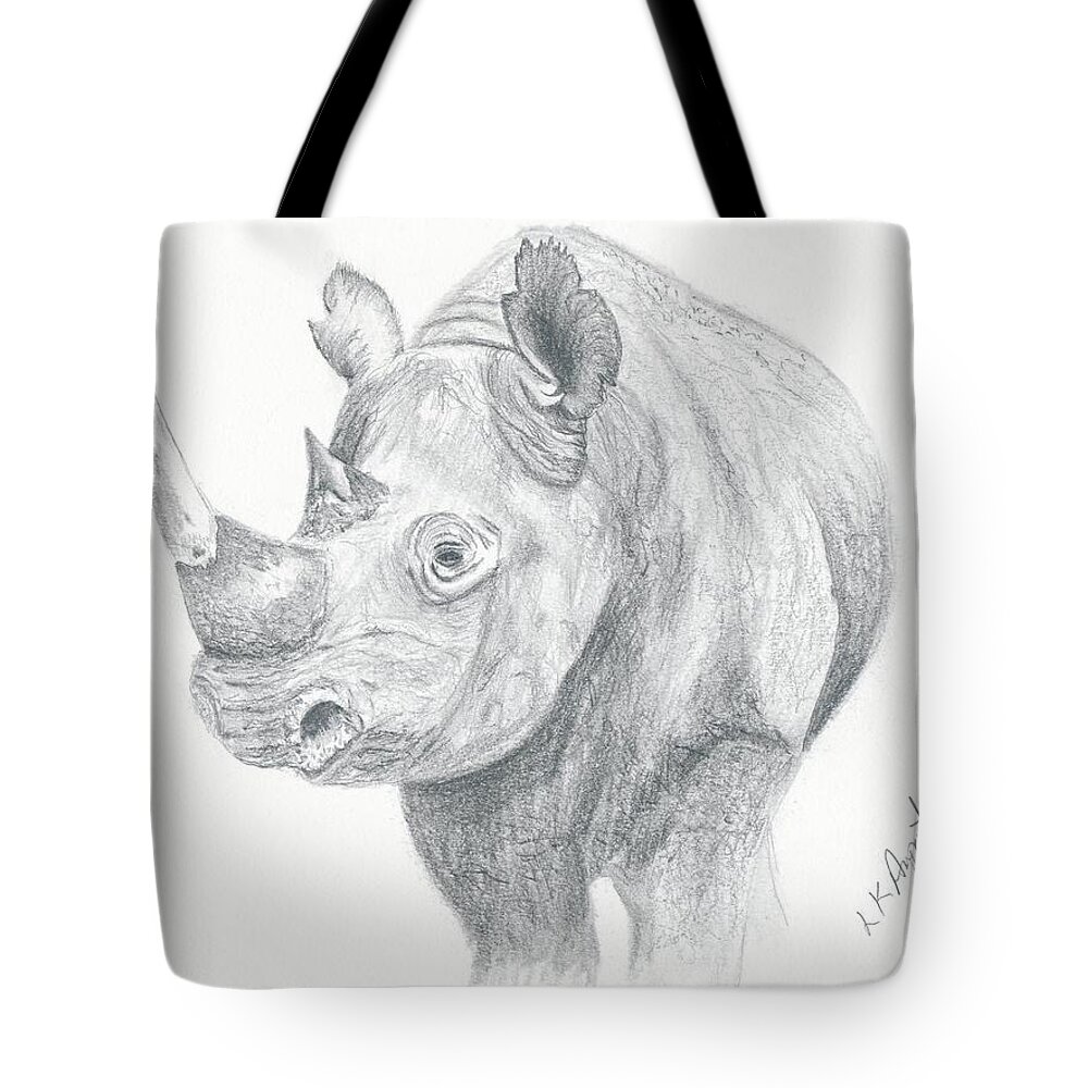Rhino Sketch Tote Bag by Lisa Amport - Pixels