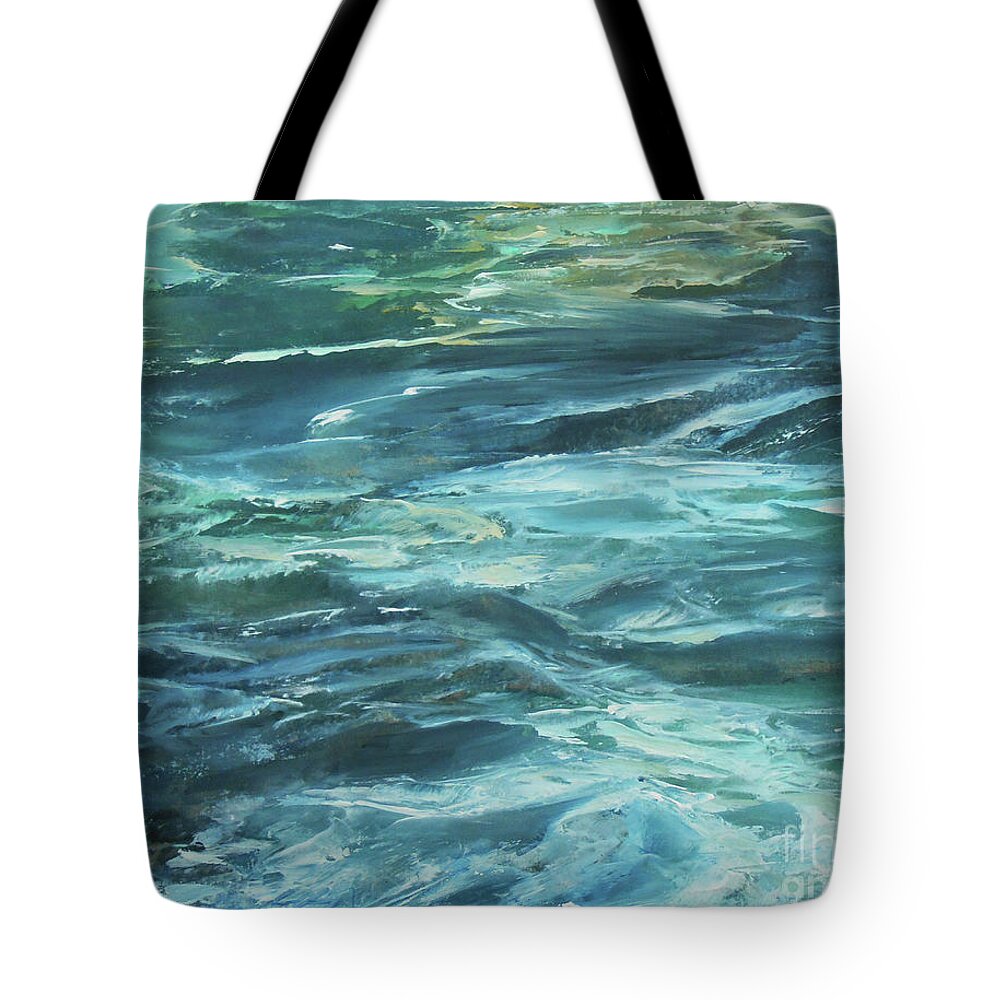 Abstract Tote Bag featuring the painting Rhythm Of The Sea by Jane See