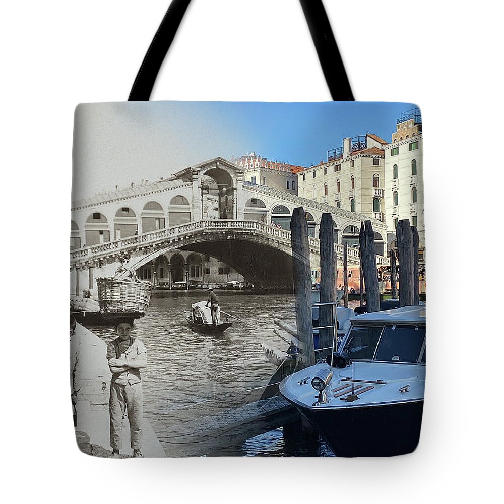 Venice Tote Bag featuring the photograph Rialto Boys by Eric Nagy
