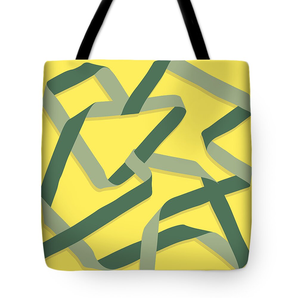 Nikita Coulombe Tote Bag featuring the painting Ribbon 12 in goldenrod by Nikita Coulombe