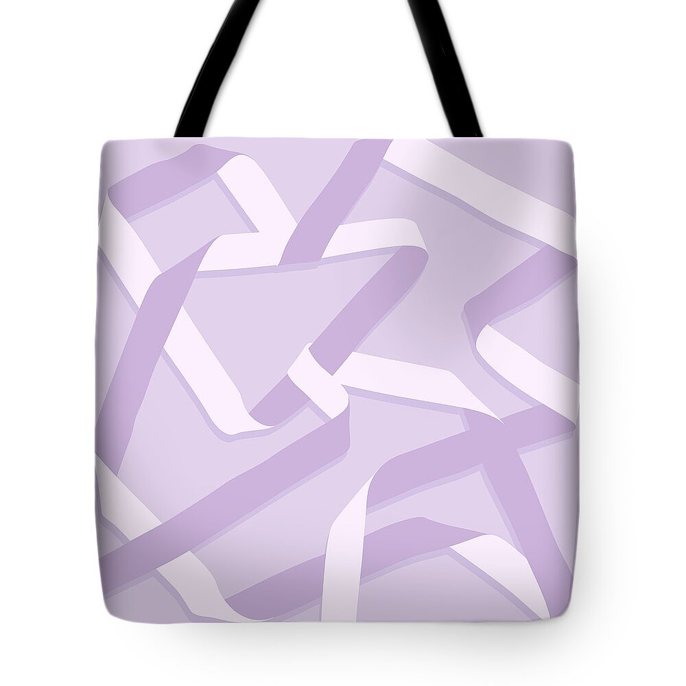 Nikita Coulombe Tote Bag featuring the painting Ribbon 12 in lavender by Nikita Coulombe