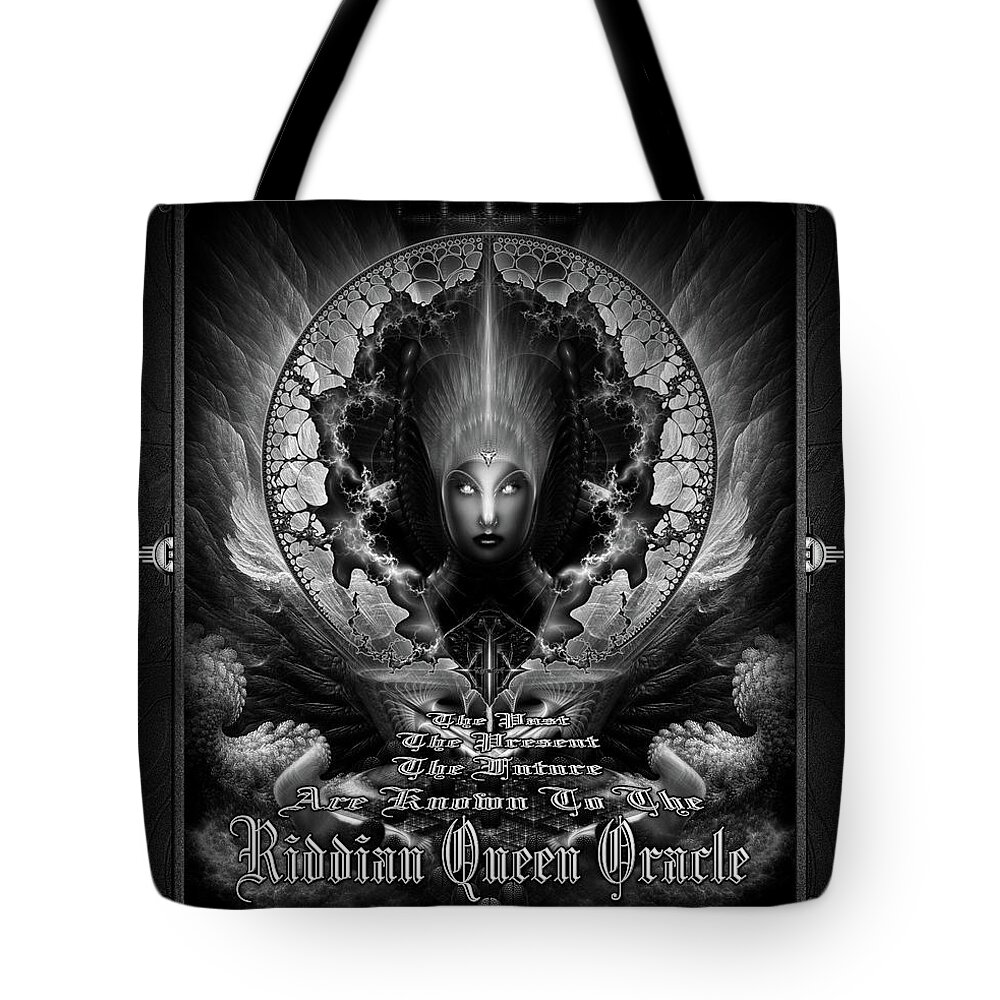 Riddian Queen Tote Bag featuring the painting Riddian Queen Oracle GS Fractal Art by Xzendor7 by Rolando Burbon