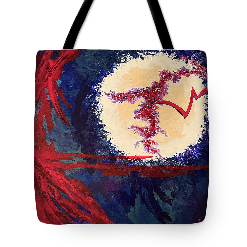 Abstract Tote Bag featuring the painting Rift by Tes Scholtz