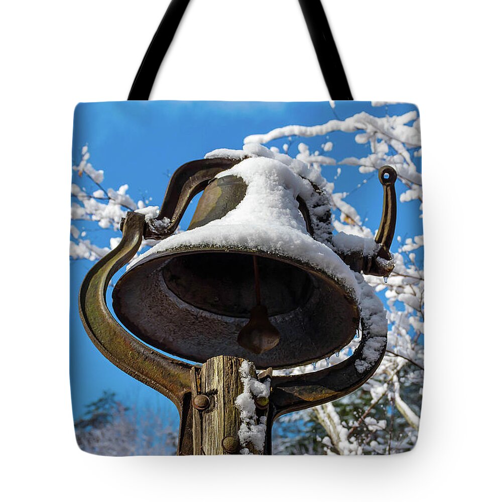 Snow Tote Bag featuring the photograph Ring the Bell by Rebecca Higgins