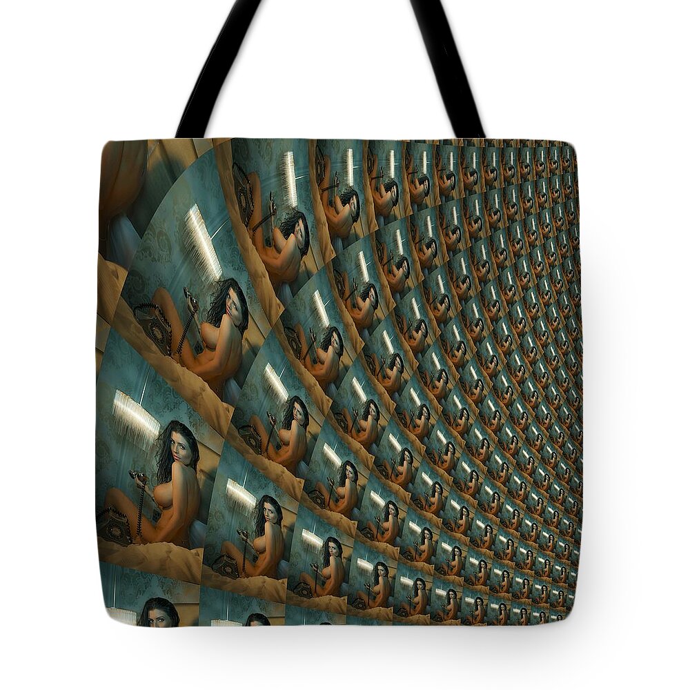 Trqoe Tote Bag featuring the mixed media Ringing Polygon Invisible Army by Stephane Poirier
