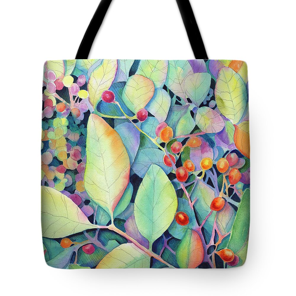 Foliage Tote Bag featuring the painting Rise and Shine by Lois Blasberg