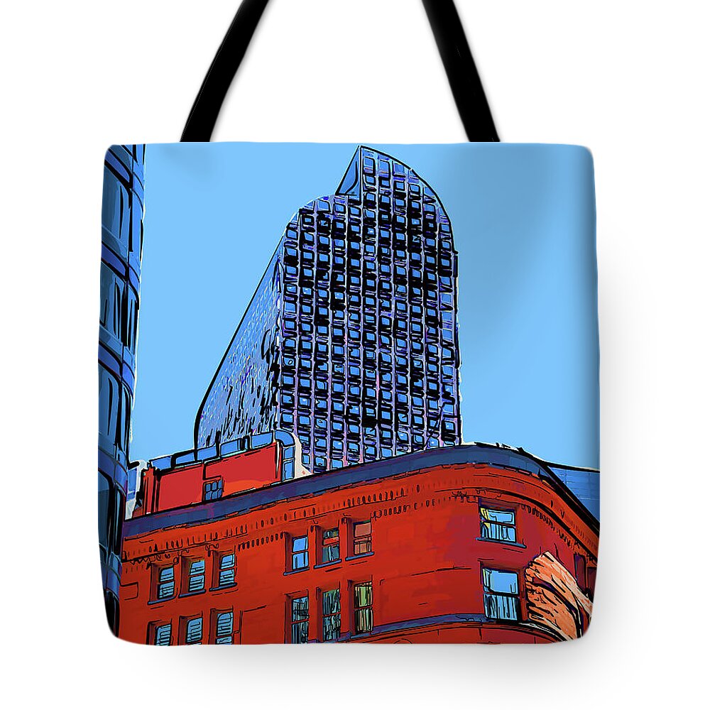 Denver Tote Bag featuring the digital art Rising Above The Brownstone by Kirt Tisdale