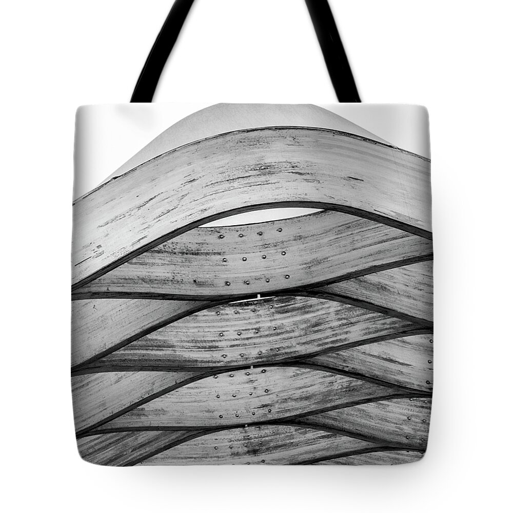 Abstract Tote Bag featuring the photograph Rising Over The Waves BW by Christi Kraft
