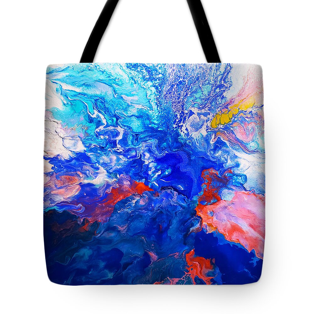 Abstract Tote Bag featuring the painting Rising Sea by Christine Bolden