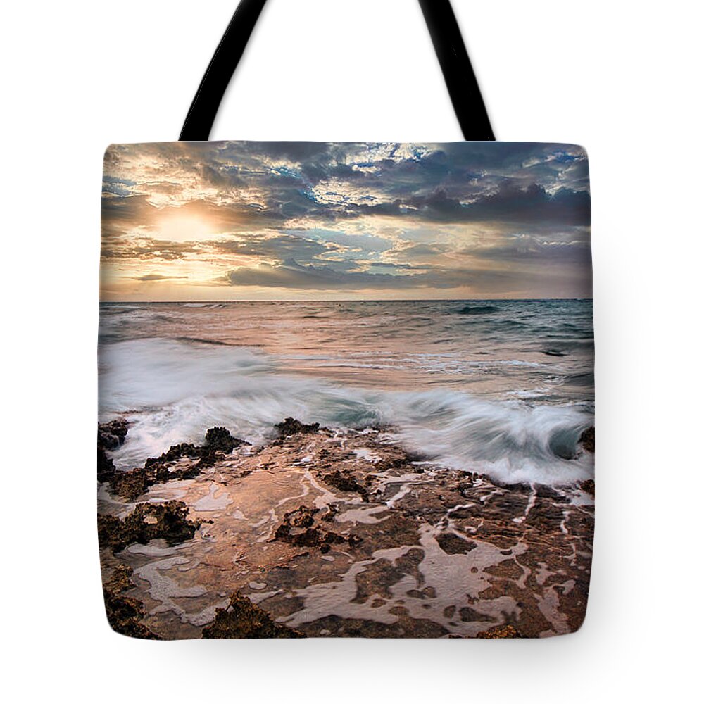 Sunset Tote Bag featuring the photograph Rising Tide by Montez Kerr