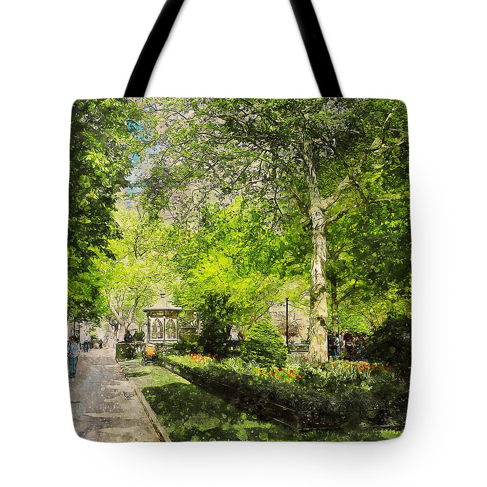 Philadelphia Tote Bag featuring the painting Rittenhouse Square, Philadelphia - 02 by AM FineArtPrints