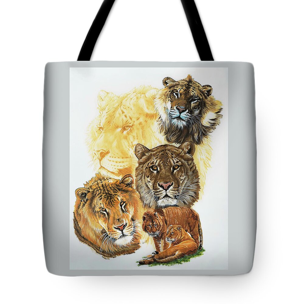 Liger Tote Bag featuring the mixed media Ritzy by Barbara Keith