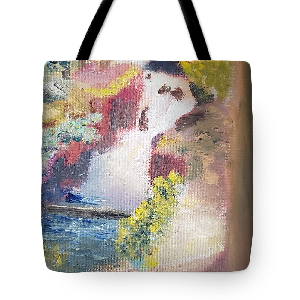  Tote Bag featuring the painting River Flowing by Joseph Eisenhart