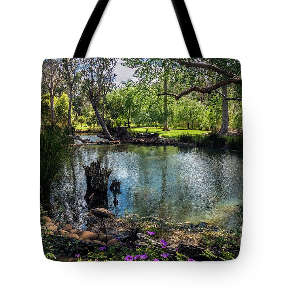 Lake Tote Bag featuring the photograph River Gums Garden, Balingup, Western Australia by Elaine Teague