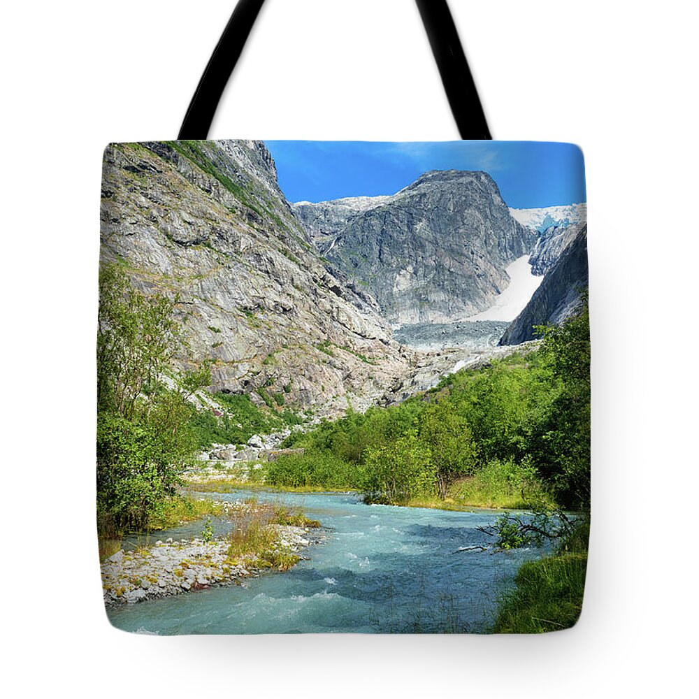 Norway Tote Bag featuring the photograph River Landscape in Norway Europe by Matthias Hauser