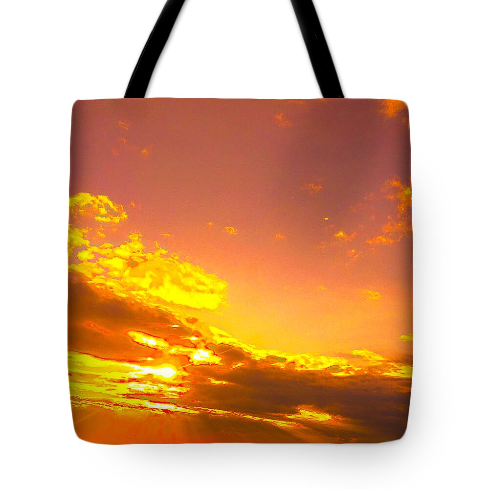 Flowijng Lave In The Sky Tote Bag featuring the photograph River Of Gold by Trevor A Smith