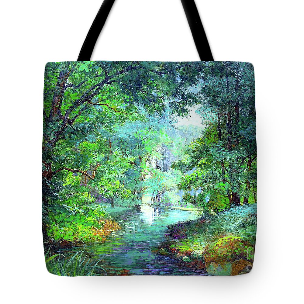Landscape Tote Bag featuring the painting River of Living Water by Jane Small