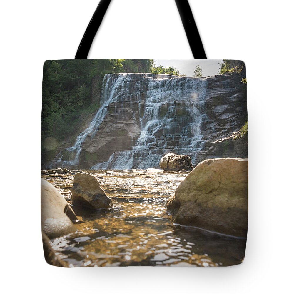 Ithaca Falls Tote Bag featuring the photograph River Rocks by Kristopher Schoenleber