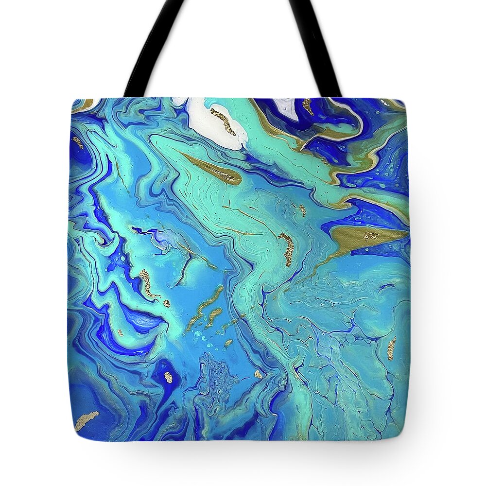 Gold Leaf Tote Bag featuring the painting Rivers by Nicole DiCicco