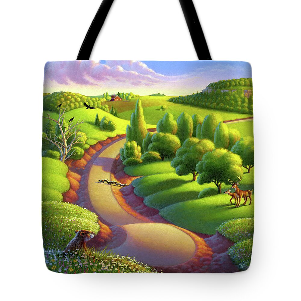 Rural Landscape Tote Bag featuring the painting Road Kill Alley by Robin Moline