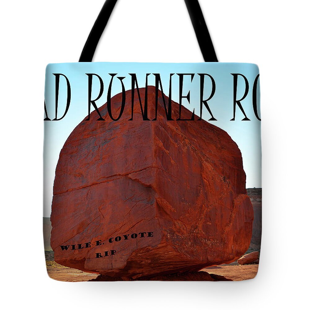 Road Runner Rock Tote Bag featuring the mixed media Road Runner Rock by David Lee Thompson