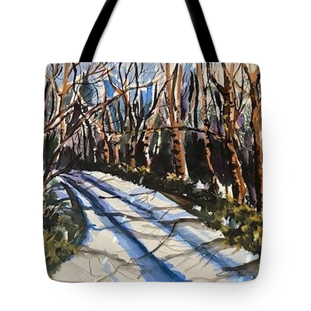  Tote Bag featuring the painting Roadless Traveled by Angie ONeal