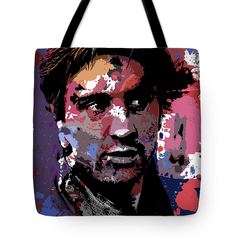 Robert Tote Bag featuring the digital art Robert DeNiro psychedelic portrait by Movie World Posters