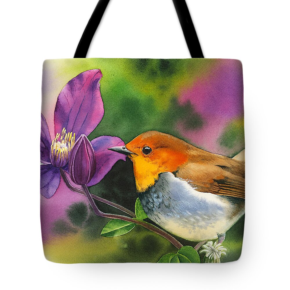Robin Tote Bag featuring the painting Robin by Espero Art