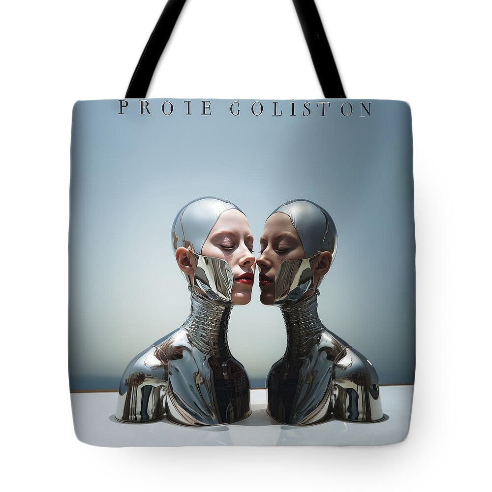 Lesbian Tote Bag featuring the digital art Robot Love by My Head Cinema