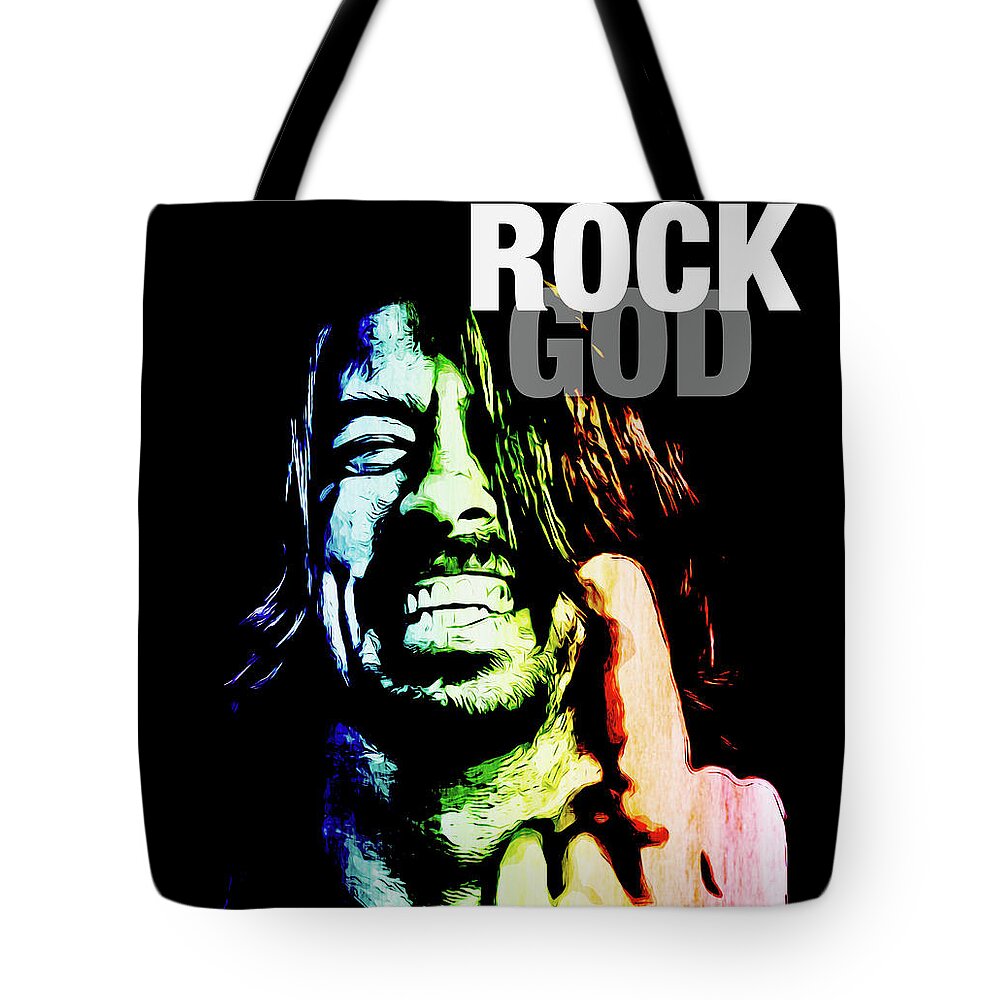 Dave Grohl Tote Bag featuring the digital art Rock God by Christina Rick