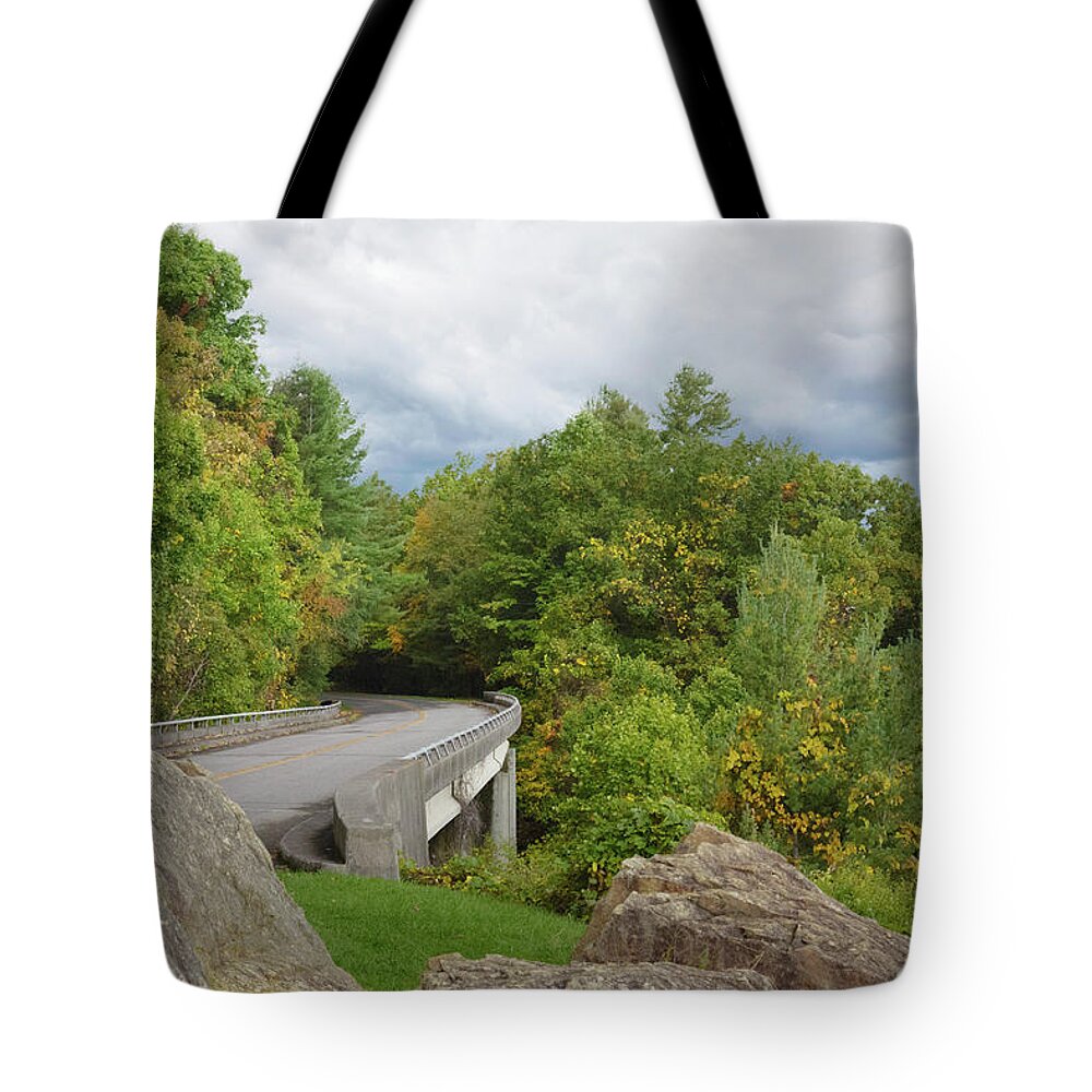 Bridge Tote Bag featuring the photograph Rocks and Roads by Steve Templeton