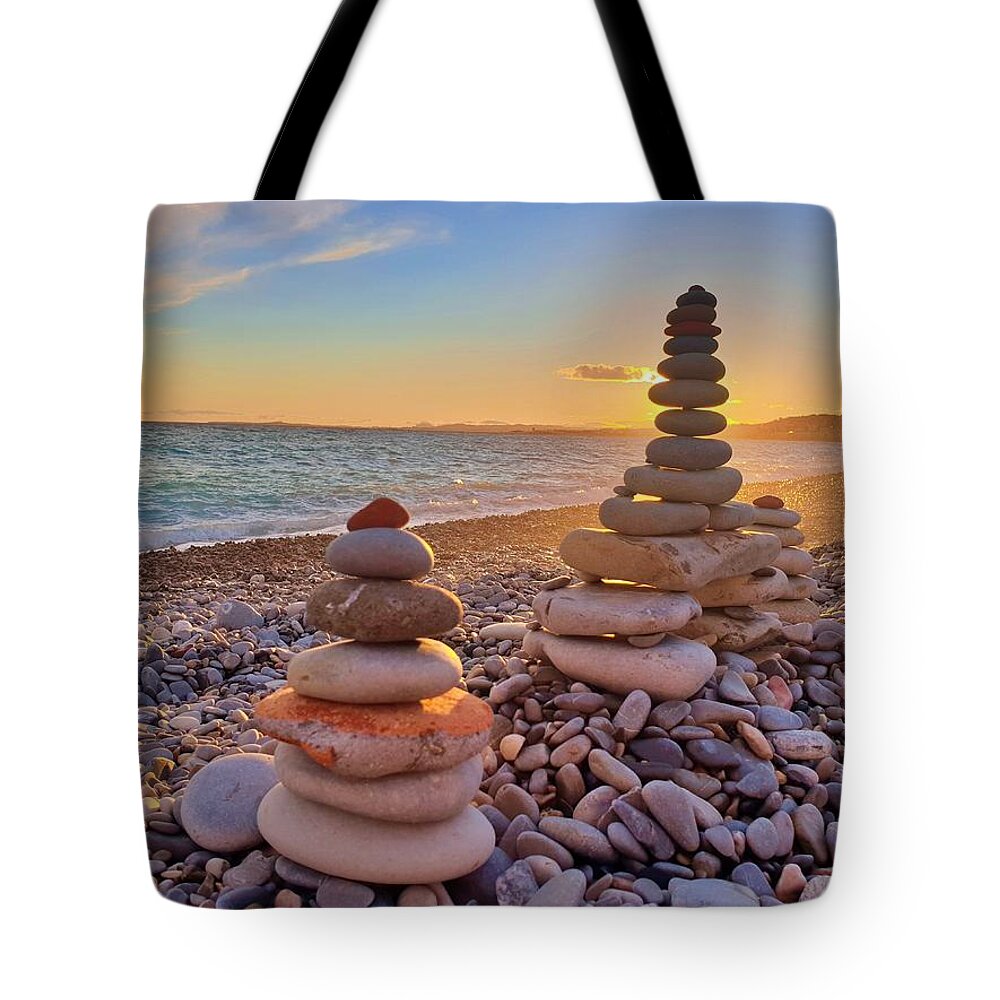Nice Tote Bag featuring the photograph Sunset Zen by Andrea Whitaker