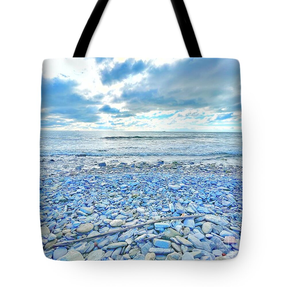 Bay Tote Bag featuring the photograph Rocks of pastel by Maya Mey Aroyo