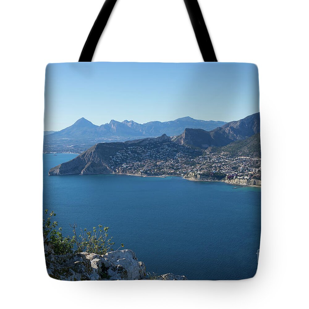 Mediterranean Sea Tote Bag featuring the photograph Rocks on the Mediterranean coast in Calpe by Adriana Mueller